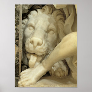 A Lion licking the foot of Daniel Poster