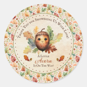 A Little Acorn Fall Baby Shower Classic Round Sticker