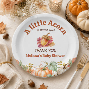 A Little Acorn Is on the Way Fall Baby Shower Paper Plate