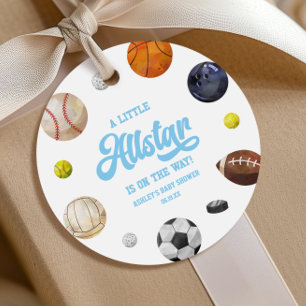 A Little Allstar Is On The Way! Sports Baby Shower Favour Tags