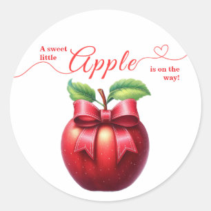 A Little Apple Is On The Way Fall Baby Shower Classic Round Sticker