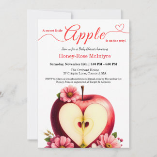 A Little Apple Is On The Way | Fall Baby Shower  Invitation