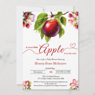 A Little Apple Is On The Way   Fall Baby Shower  Invitation