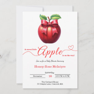 A Little Apple Is On The Way   Fall Baby Shower  Invitation