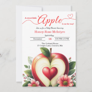 A Little Apple Is On The Way Fall Baby Shower Invitation