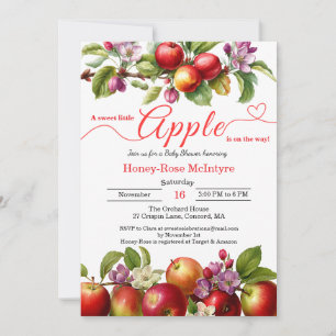 A Little Apple Is On The Way Fall Baby Shower Invitation