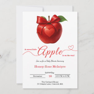 A Little Apple Is On The Way Fall Baby Shower Invitation