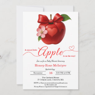 A Little Apple Is On The Way Fall Baby Shower Invitation