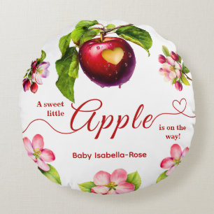 A Little Apple Is On The Way   Fall Baby Shower  Round Cushion
