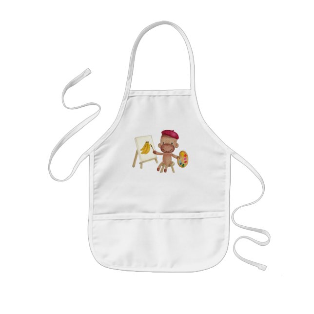 A Little Artist Socky the Sock Monkey Kids Apron (Front)
