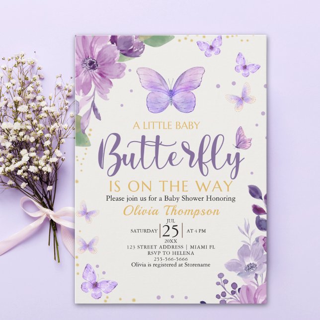 A Little Baby Butterfly is on The Way Baby shower Invitation (Creator Uploaded)