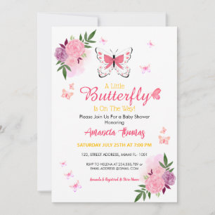 A Little Baby Butterfly Is On The Way Baby Shower Invitation