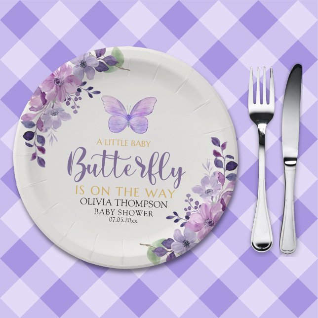 A Little Baby Butterfly is on The Way Baby shower Paper Plate (Creator Uploaded)