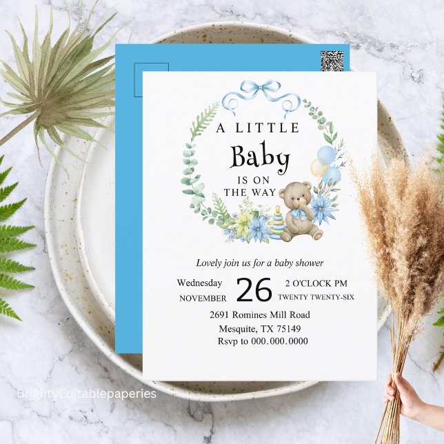 A Little  baby shower invitation Postcard (Creator Uploaded)
