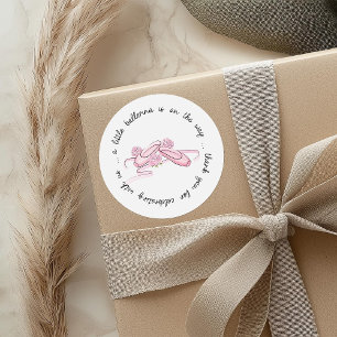A Little Ballerina is on the Way Pink Ballet Shoes Classic Round Sticker