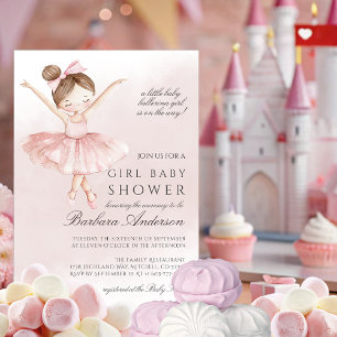 A Little Ballerina Watercolor Girl Baby Shower Invitation