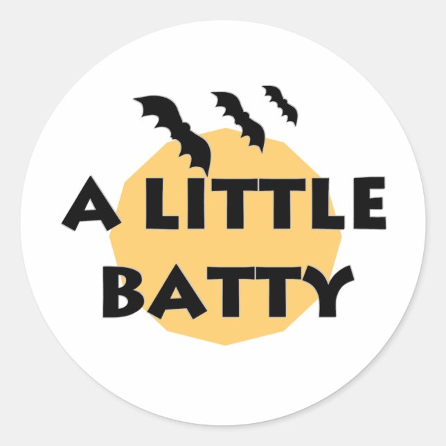 A Little Batty Bats and Moon Classic Round Sticker (Front)