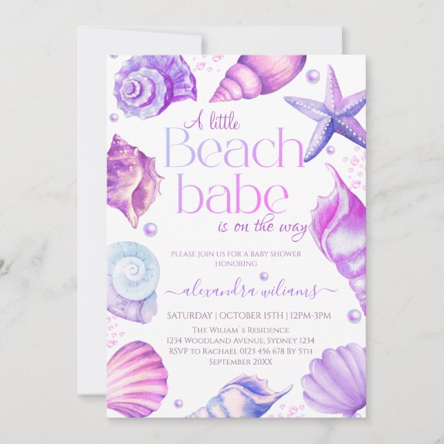 A Little Beach Babe Baby Shower  Invitation (Front)