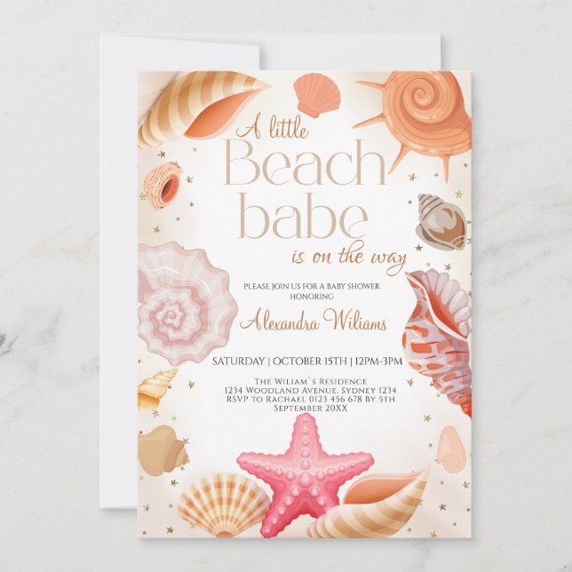 A Little Beach Babe Baby Shower Party Invitation (Front)