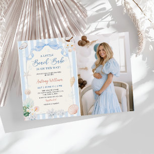 A Little Beach Babe Seashell Baby Shower Photo Invitation