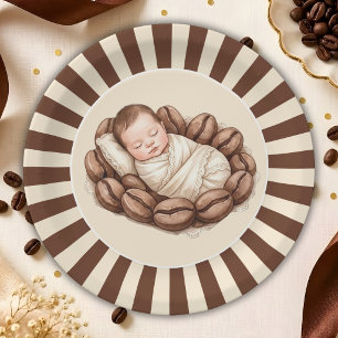 A Little Bean Is Brewing Coffee Baby Shower Paper Plate