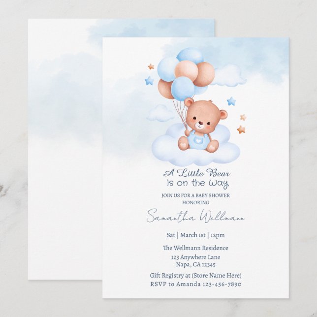 A Little Bear Is on the Way Customisable Template  (Front/Back)