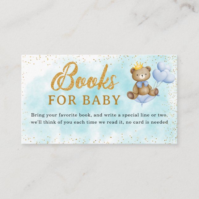 A Little Bear Prince Books for Baby Baby Shower Enclosure Card (Front)
