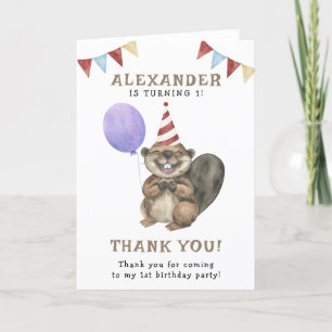 A Little Beaver Birthday Party Thank You Card