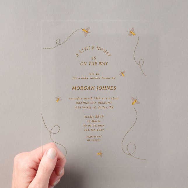 A Little Bee Baby Shower Acrylic Invitation (Insitu (Handheld))