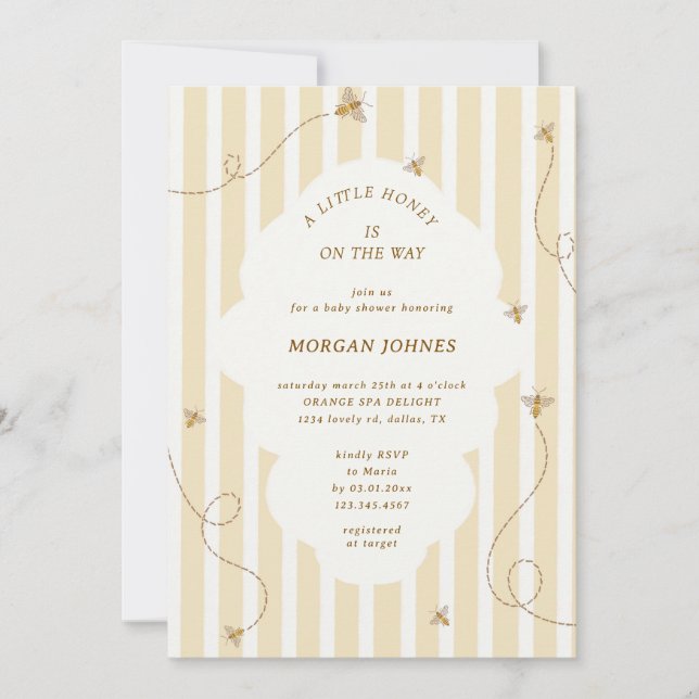 A Little Bee Baby Shower Invitation (Front)