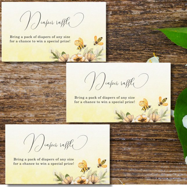 A little Bee Diaper Raffle Baby Shower  Enclosure Card (Creator Uploaded)