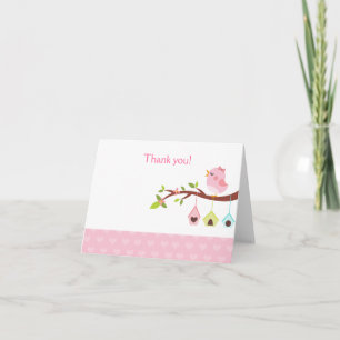 A Little Birdie (Pink) Birthday Thank you Card