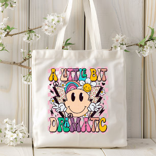 A Little Bit Dramatic Funny Groovy Saying Tote Bag