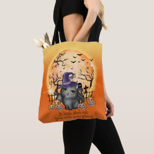 A LITTLE BLACK CAT GOES WITH EVERYTHING HALLOWEEN TOTE BAG