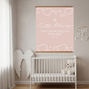 A Little Blessing Nursery  James 1:17 Pink Hanging Tapestry