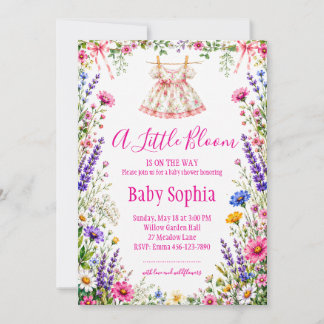 A Little Bloom Is On Her Way Cute Baby Shower Invitation