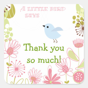 A Little Blue Bird Thank you Stickers