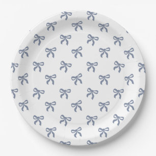 A Little Blue Jean Baby Blue Coquette Bow Paper Plate