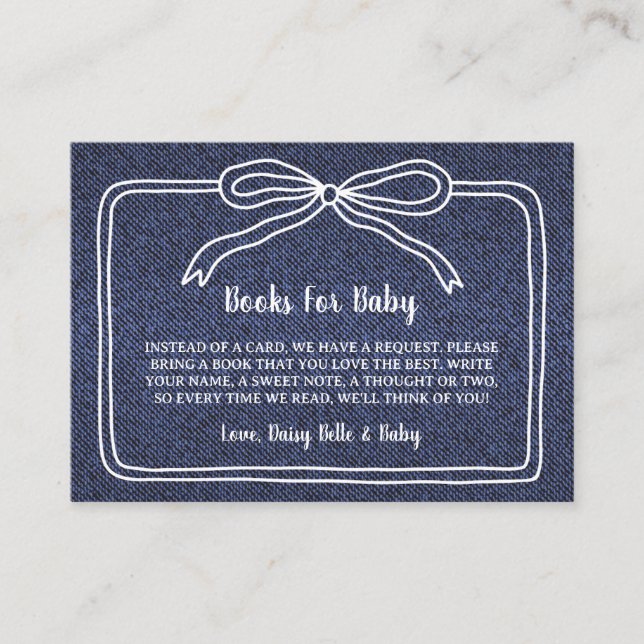A Little Blue Jean Baby Denim Boy Baby Shower  Enclosure Card (Front)