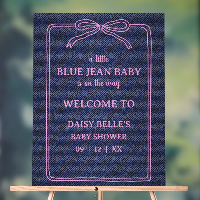 A Little Blue Jean Baby Denim Girl Baby Acrylic Sign (Neutral)