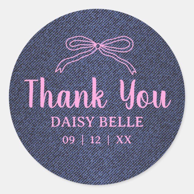 A Little Blue Jean Baby Denim Girl Baby Shower  Classic Round Sticker (Front)