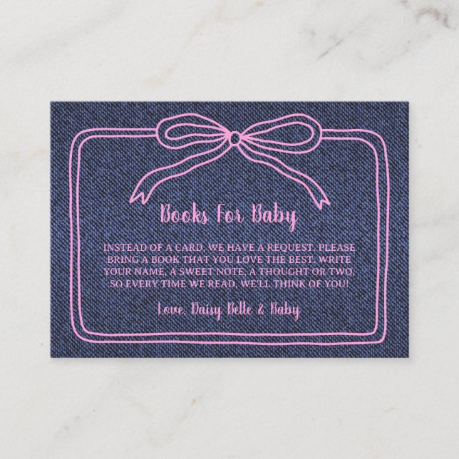 A Little Blue Jean Baby Denim Girl Baby Shower  Enclosure Card (Front)