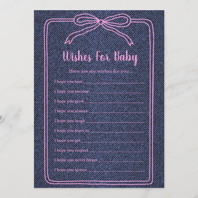 A Little Blue Jean Baby Denim Girl Baby Shower  Invitation (Front)