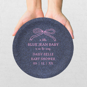 A Little Blue Jean Baby Denim Girl Baby Shower Paper Plate