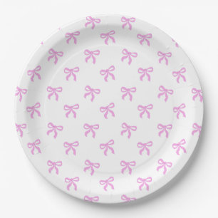 A Little Blue Jean Baby Pink Coquette Bow Paper Plate