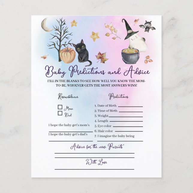 A little boo, Advice for new Parents Game. (Front)