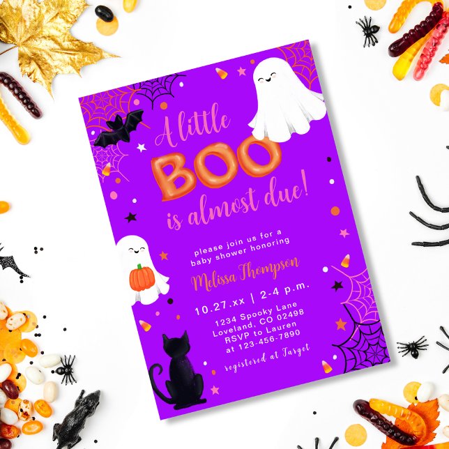 A Little Boo Almost Due Halloween Baby Shower Invitation (Creator Uploaded)