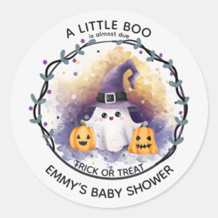 A Little Boo Baby Shower Round Sticker Cute Ghost
