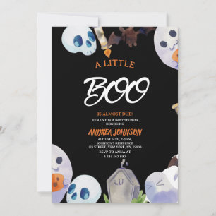 A Little Boo Boho Ghost Halloween Baby Shower Invitation