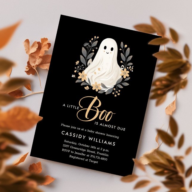 A Little Boo Boho Ghost Halloween Baby Shower  Invitation (Creator Uploaded)